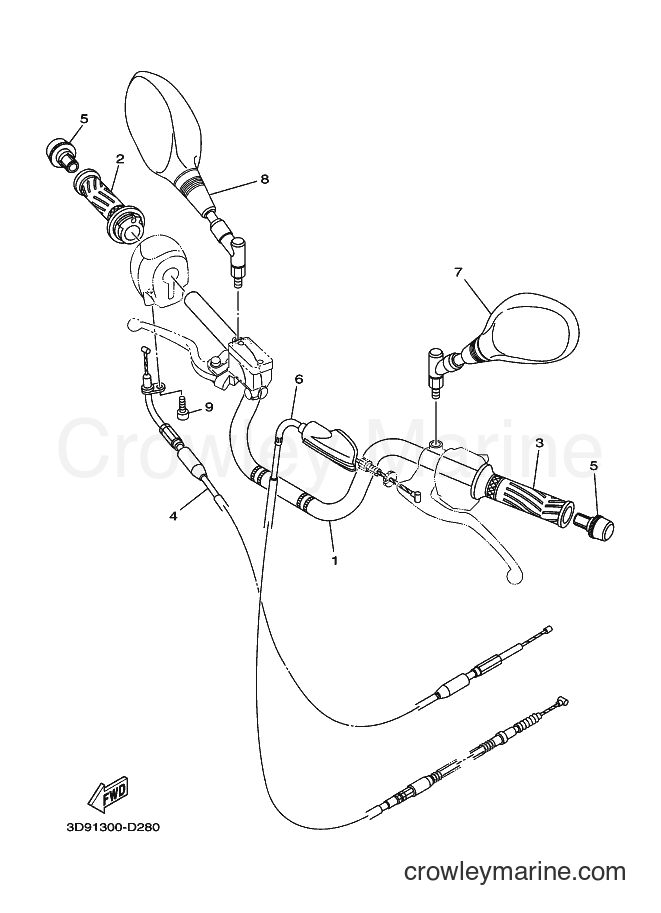 2005 Street Bike YBR125ED - YBR125ED (3D91) [020] - STEERING HANDLE & CABLE