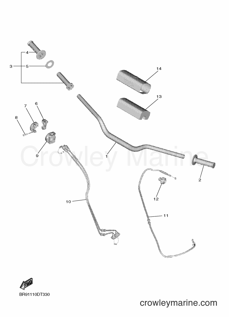 2019 Dirt Bike YZ450F - YZ450F (BR96) [010] - STEERING HANDLE & CABLE