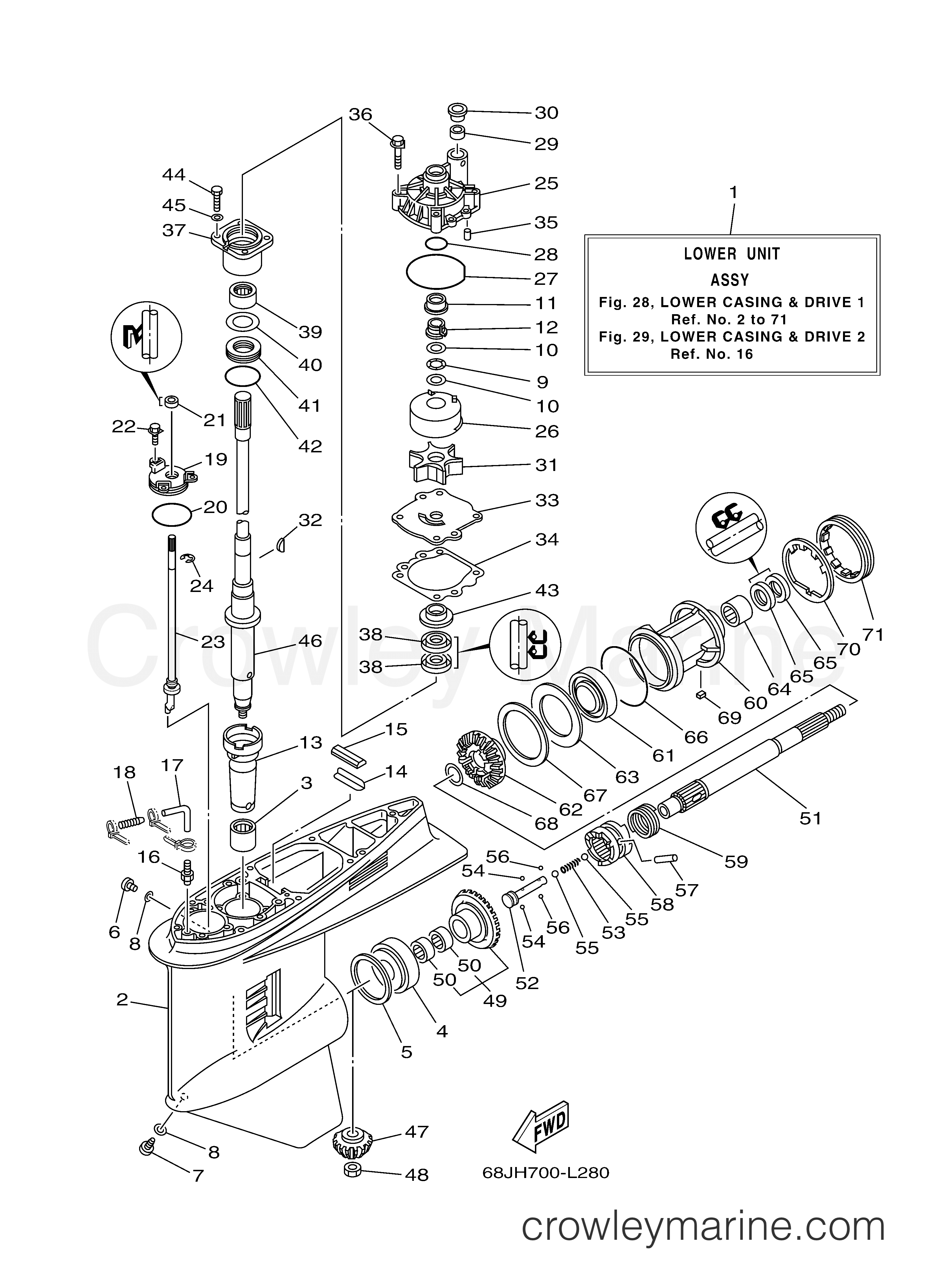 LOWER CASING DRIVE 1 2013 Yamaha Outboard 150hp VZ150TLR Crowley Marine