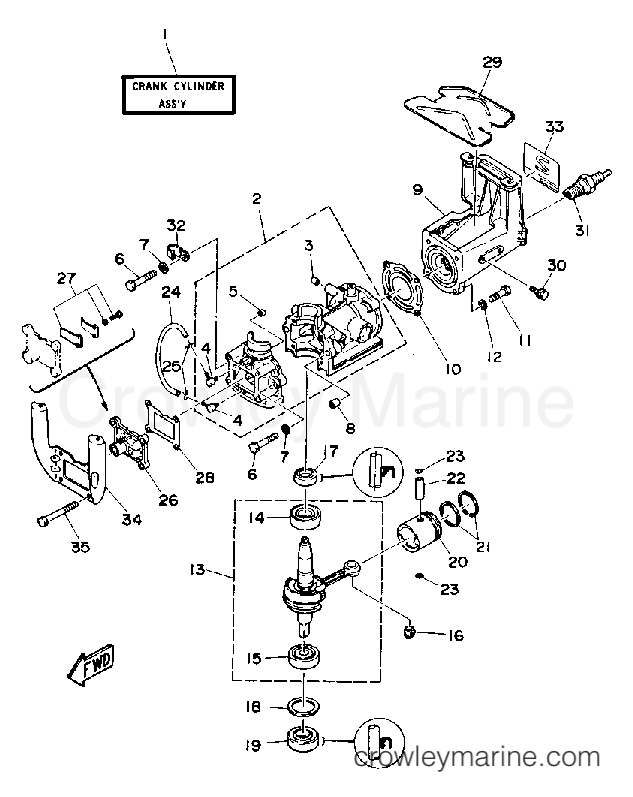Yamaha Motors 2SF - CRANKCASE CYLINDER PISTON