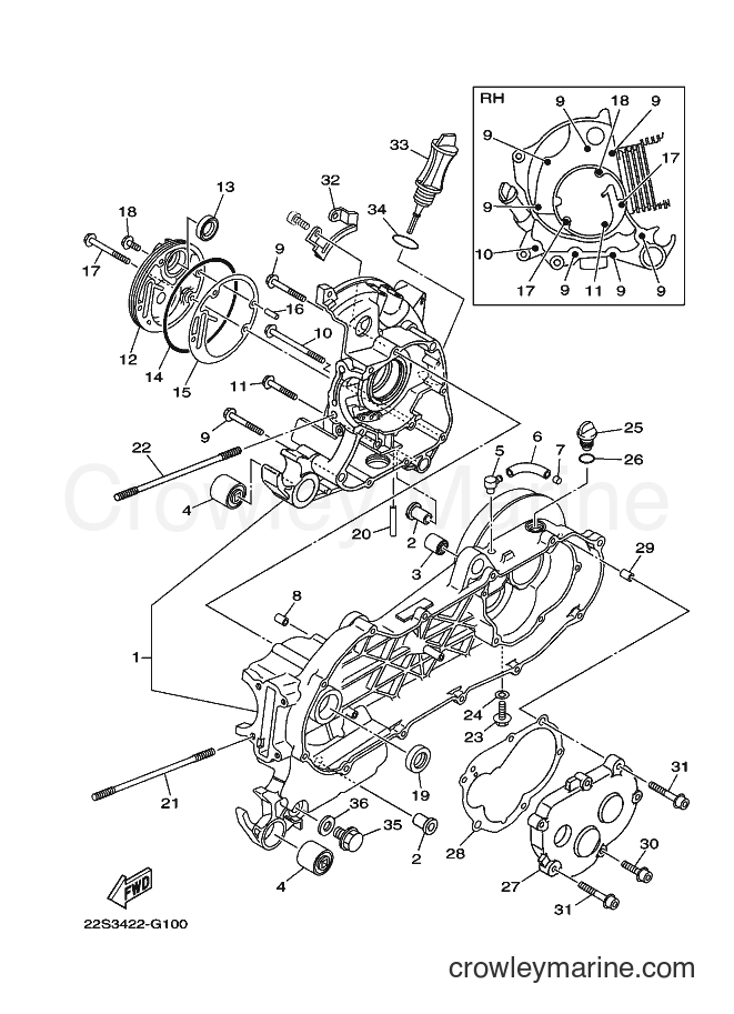 2009 Scooter AT115C - AT115C (22S4) [010] - CRANKCASE