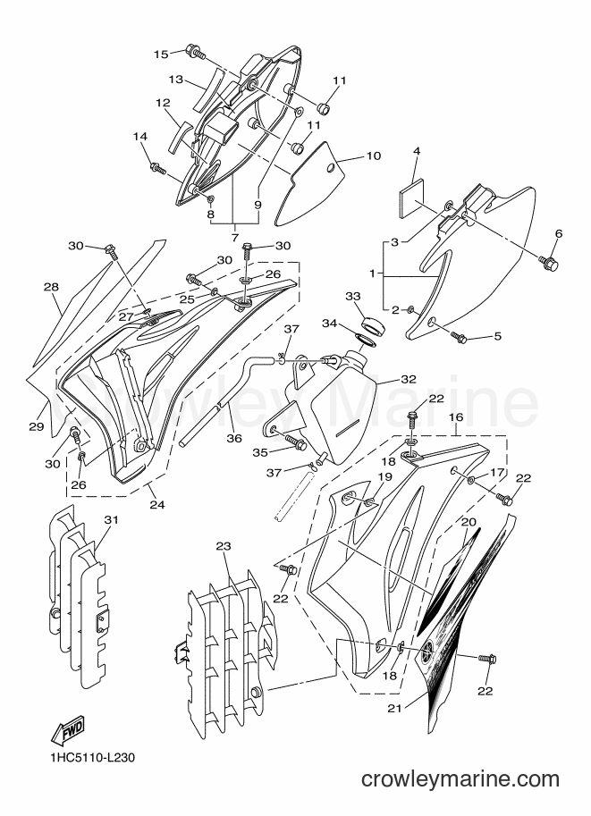 2012 Dirt Bike WR250F - WR250F (1HC7) [010] - SIDE COVER
