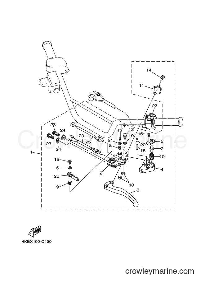 2004 ATV YFM350FW-X - YFM350FW-X (4KBY) [010] - HANDLE SWITCH & LEVER