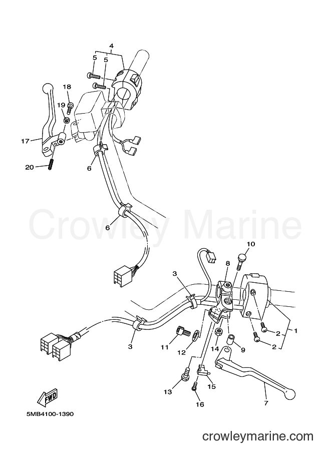 Yamaha Motors XV1600AS (5MB6) [010] - HANDLE SWITCH & LEVER