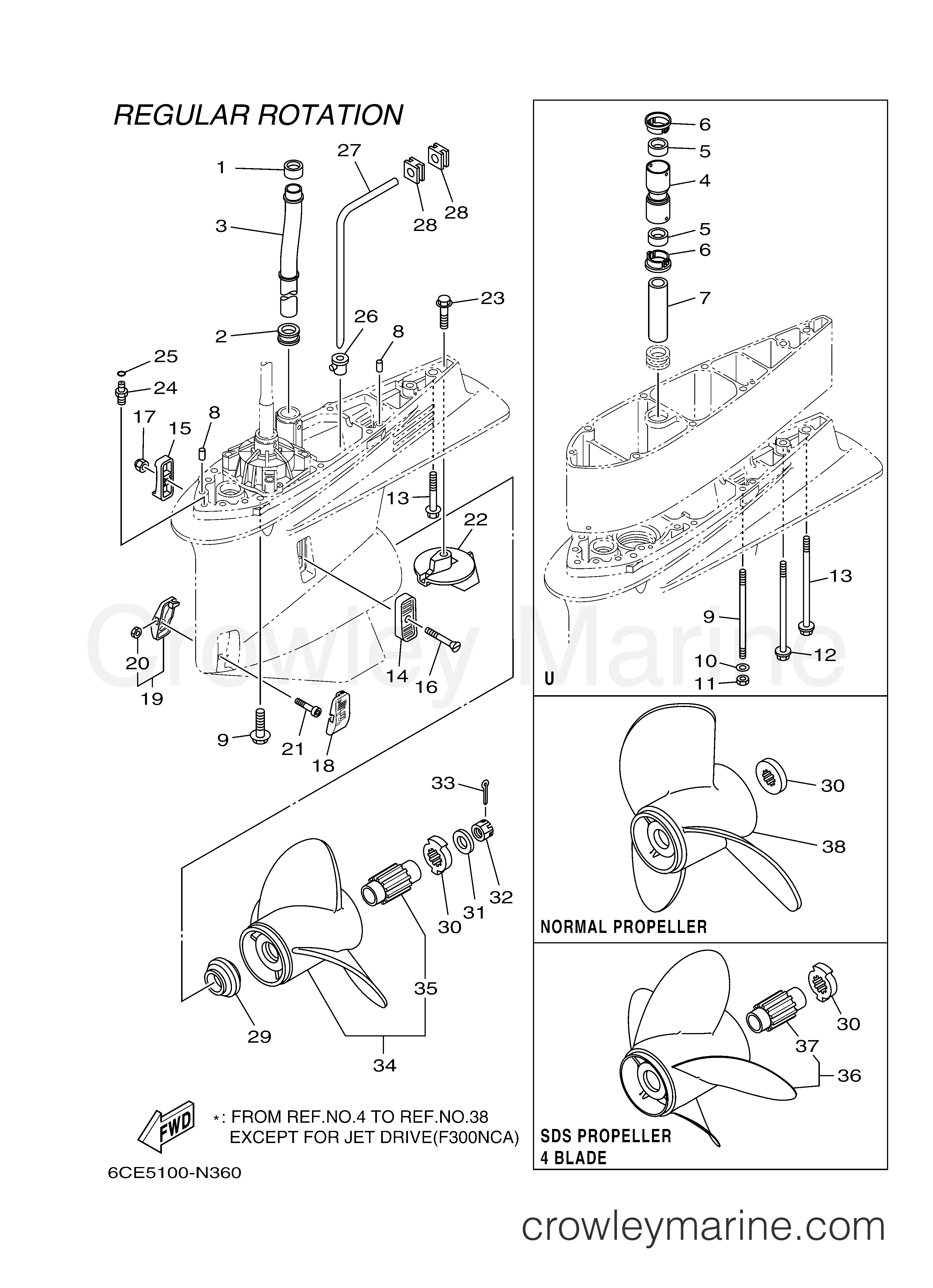 Yamaha Motors F300XCA - LOWER CASING DRIVE 2