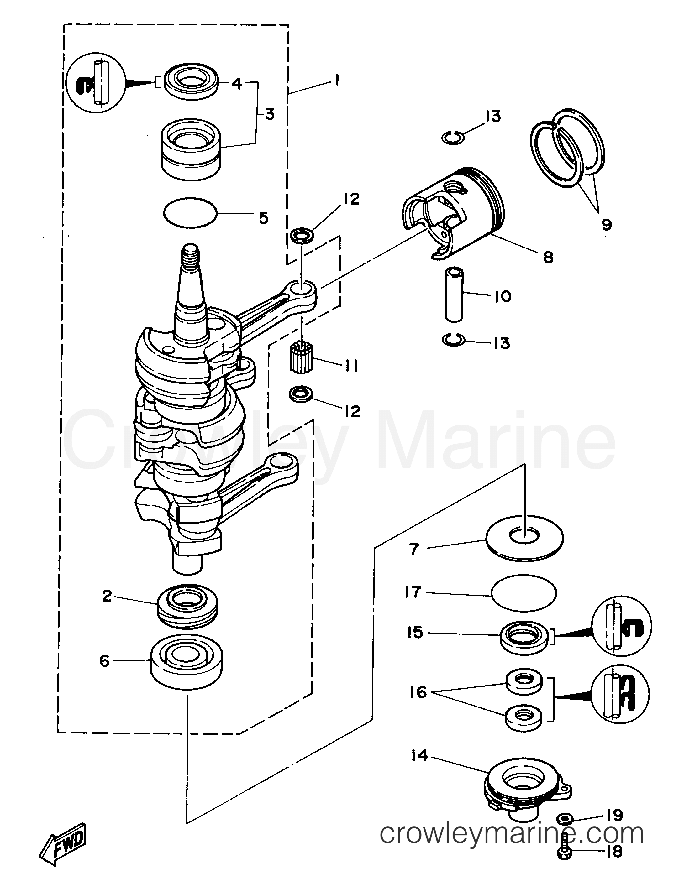 Yamaha Motors 30ELRU - CRANKSHAFT PISTON
