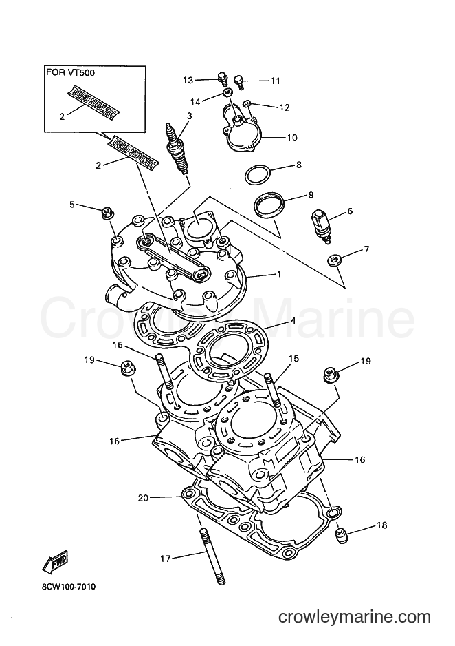 1998 Snowmobile VT600 - VT600 (8CW2) [030] - CYLINDER HEAD