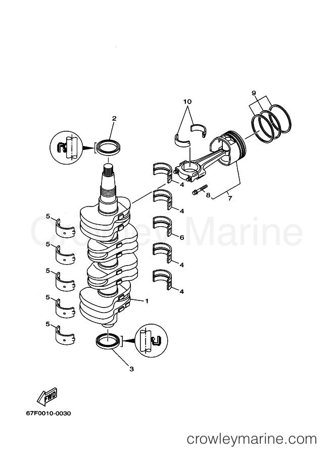 Yamaha Motors F80A (67G0) [090] - CRANKSHAFT & PISTON