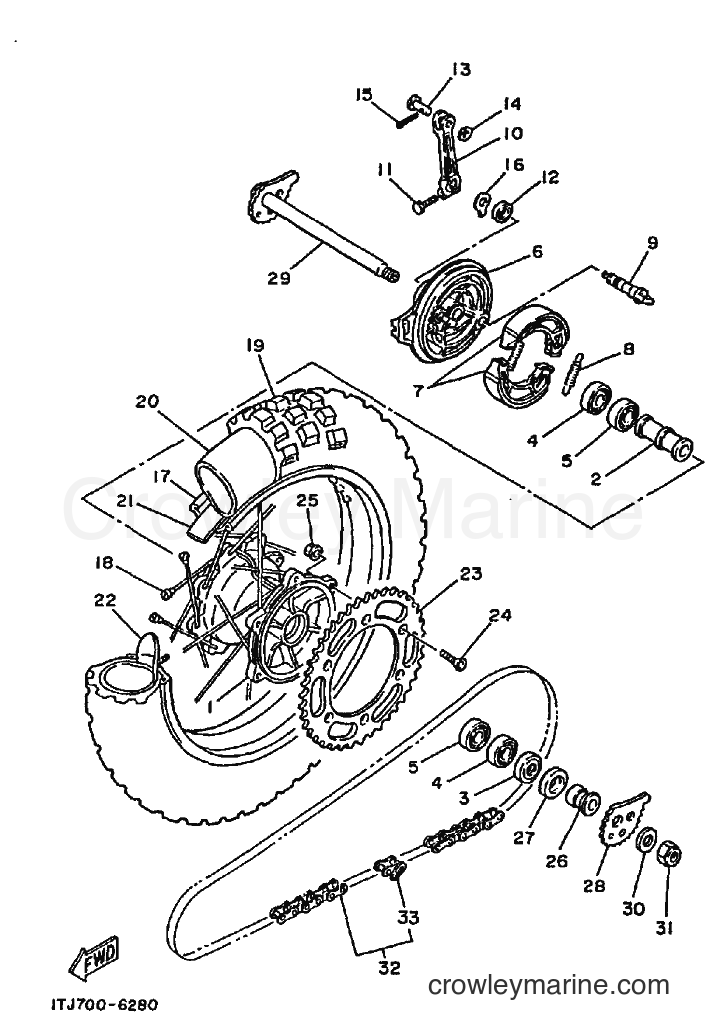 1990 Dirt Bike TT350 - TT350 (3GJ2) [010] - REAR WHEEL