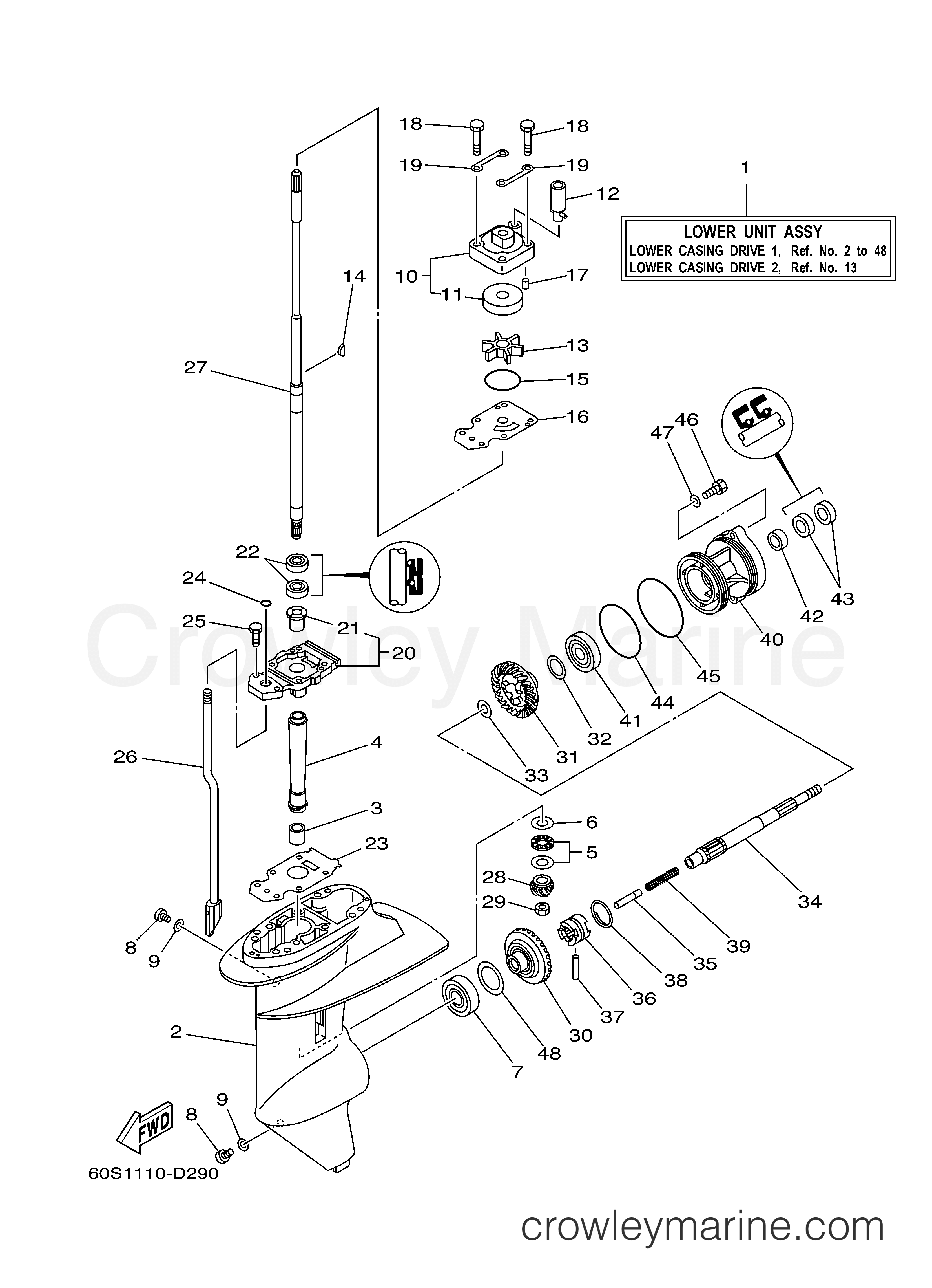Yamaha Motors T8DPXR - LOWER CASING DRIVE 1