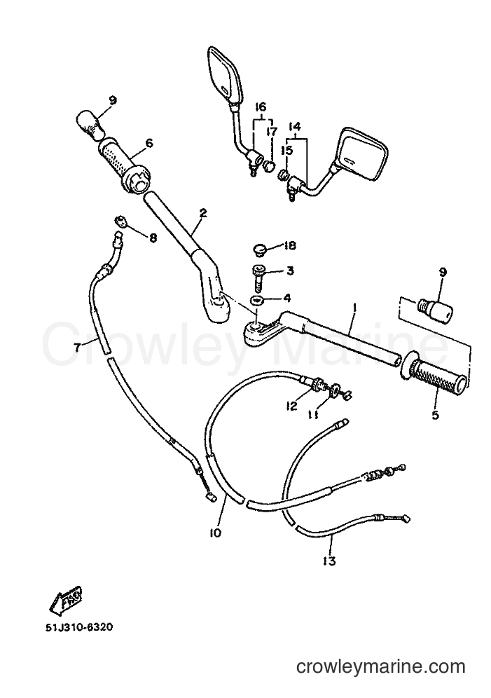 Yamaha Motors XJ600 (51J) [99A] - STEERING HANDLE & CABLE