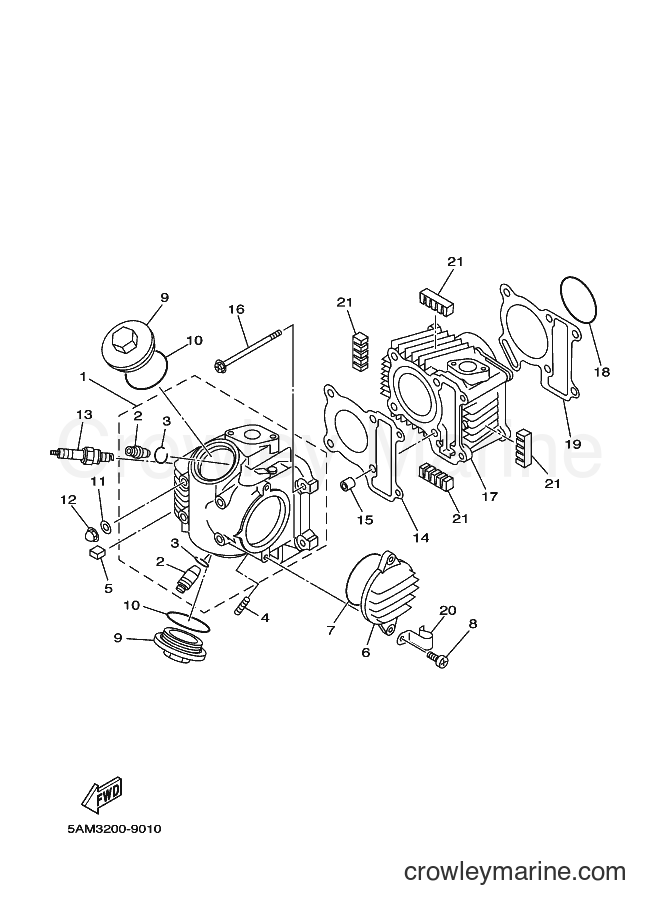 1999 Scooter T105E - T105E (5AM3) [010] - CYLINDER HEAD