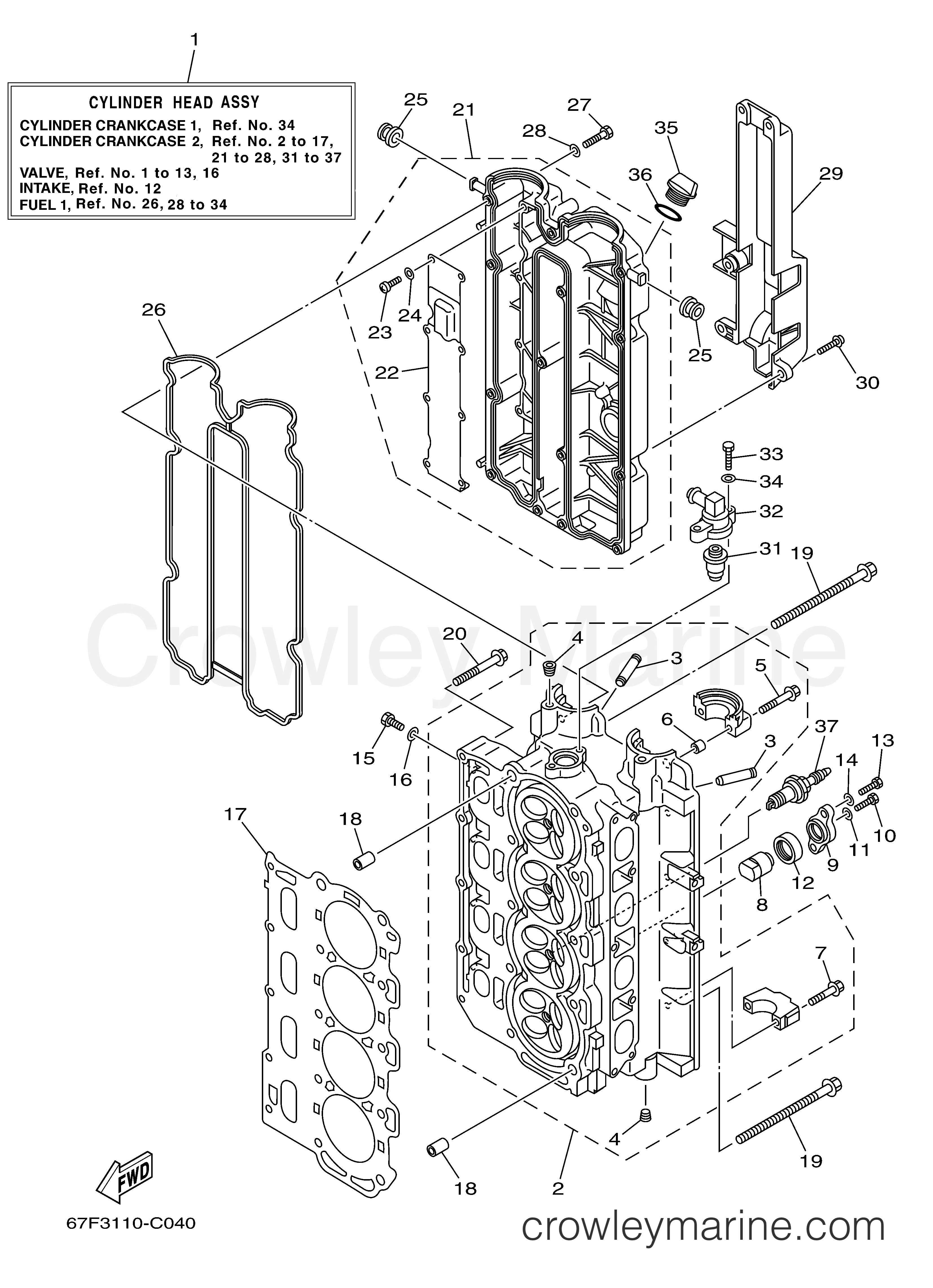Yamaha Motors F90TLRC - CYLINDER CRANKCASE 2