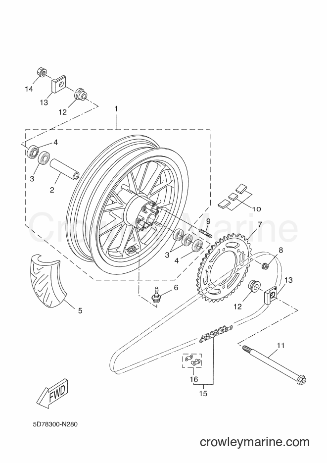 2015 Sport Bike MT125A - MT125A (5D7D) [080] - REAR WHEEL