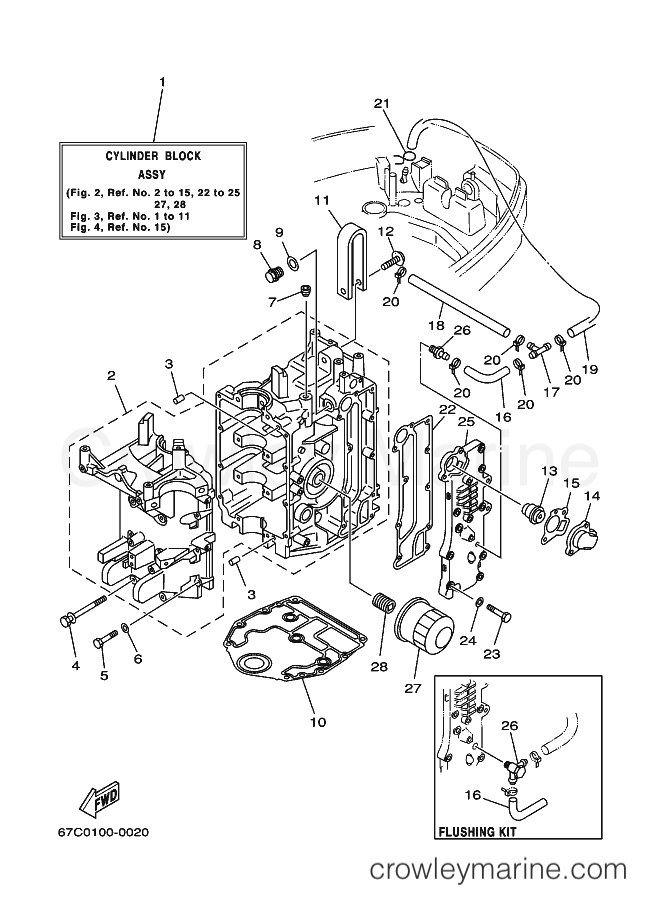 Yamaha Motors F40B (67C) [130] - CYLINDER & CRANKCASE