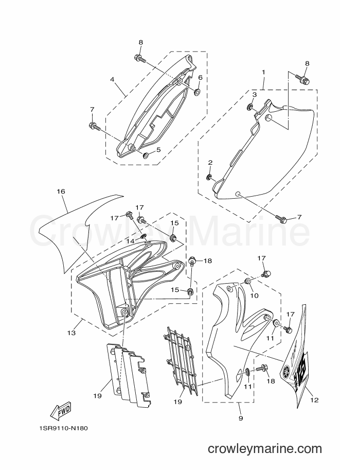 2014 Dirt Bike YZ125 - YZ125 (1SR9) [020] - SIDE COVER
