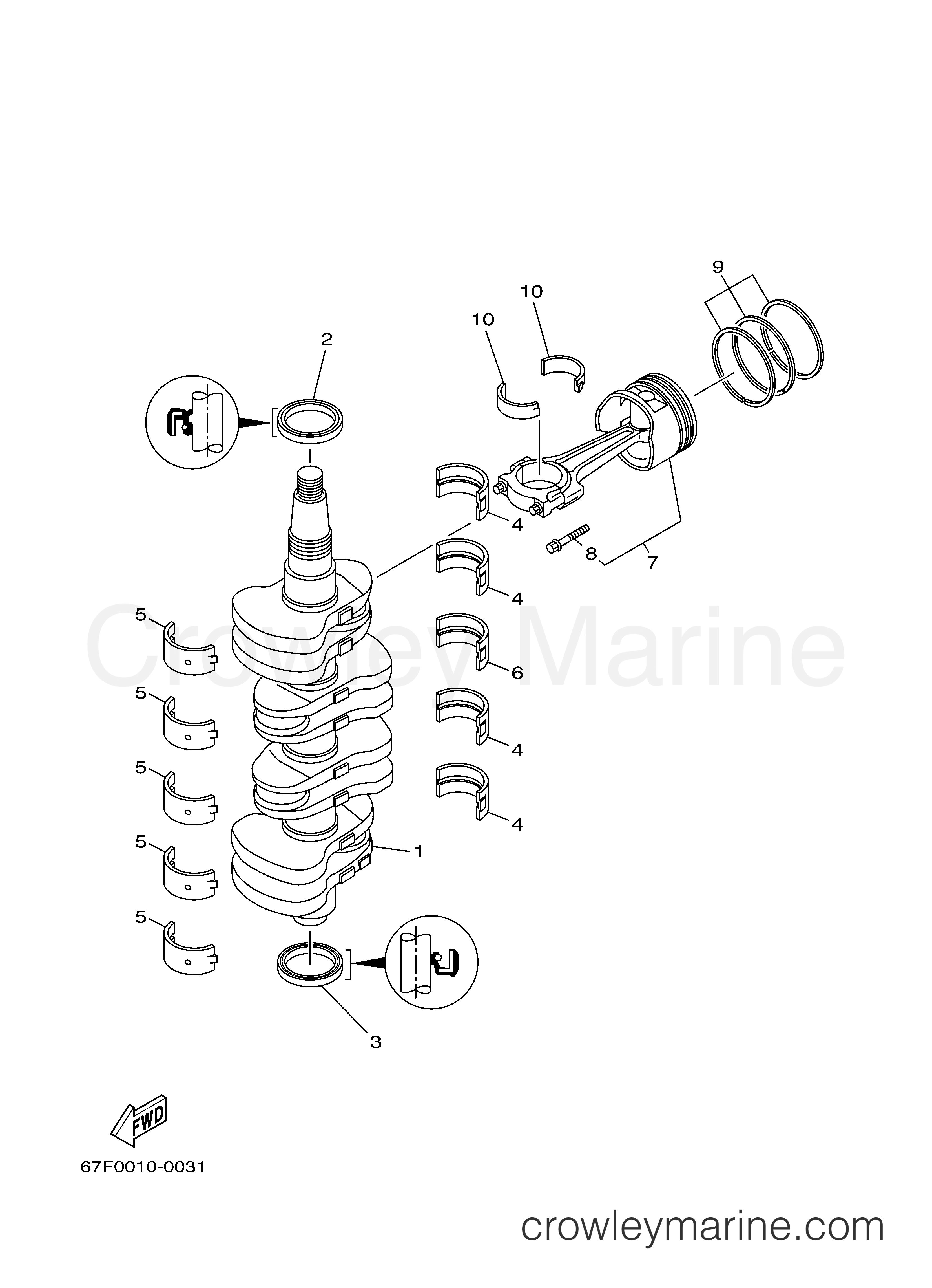 Yamaha Motors F80TJRB - CRANKSHAFT PISTON