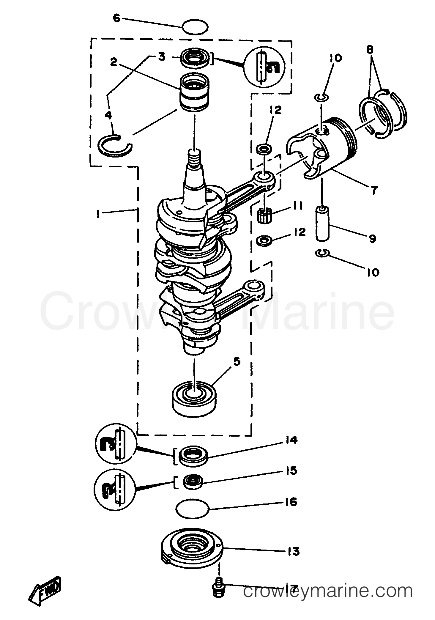Yamaha Motors C60TLRX - CRANKSHAFT PISTON