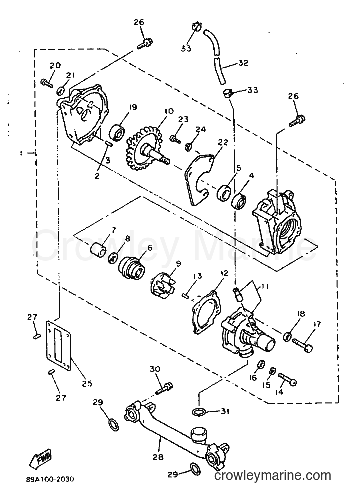 1992 Snowmobile VX750 - VX750 (89A1) [010] - WATER PUMP