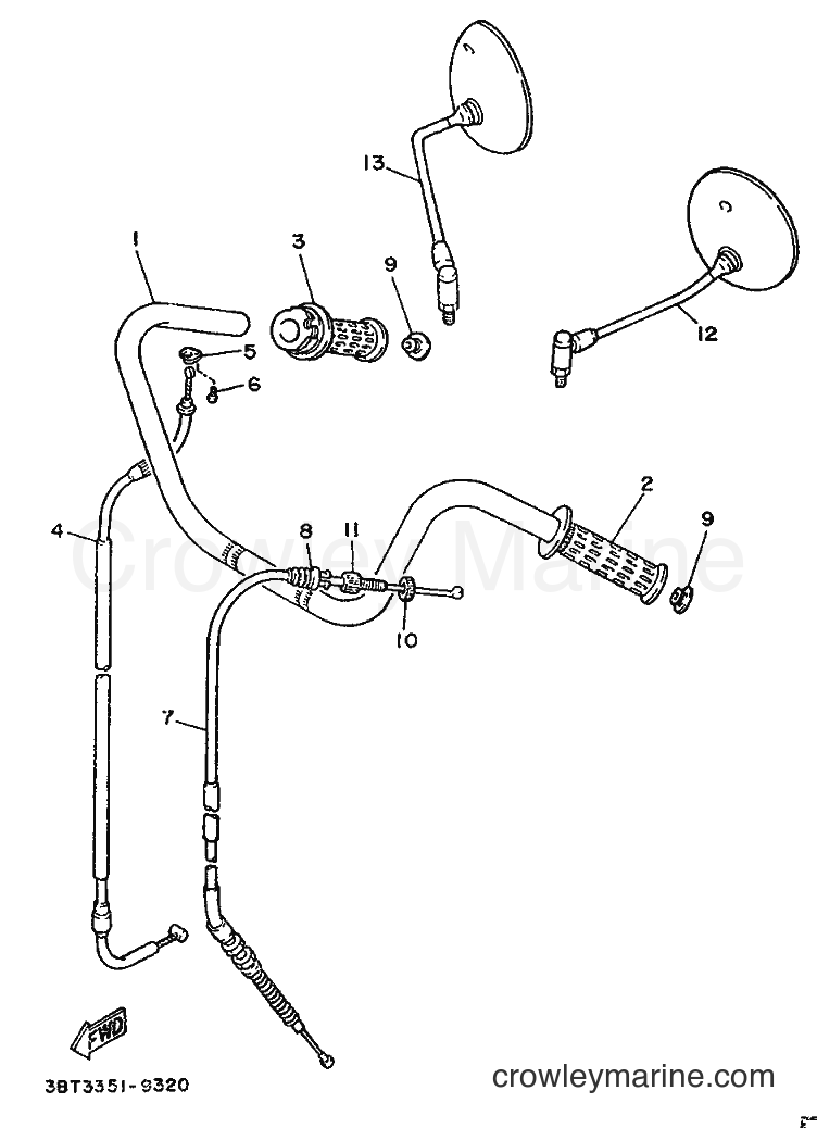 1989 Cruiser XV535 - XV535 (3BM2) [999] - STEERING HANDLE & CABLE