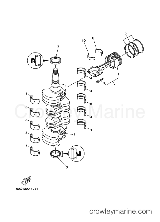 Yamaha Motors F100B (60C7) [060] - CRANKSHAFT & PISTON