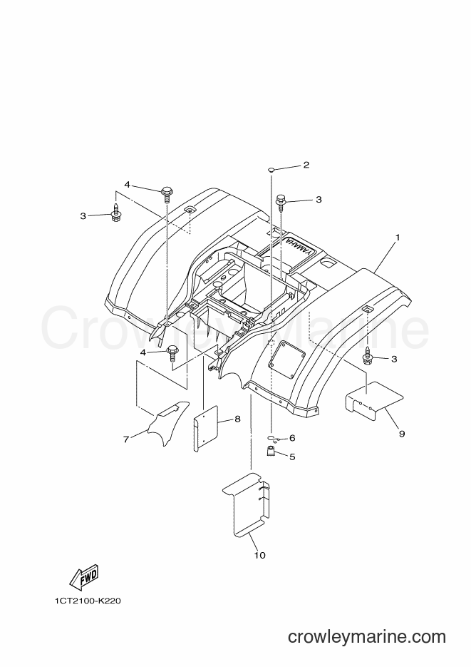 2012 ATV YFM450FWAD - YFM450FWAD (1CTL) [010] - REAR FENDER