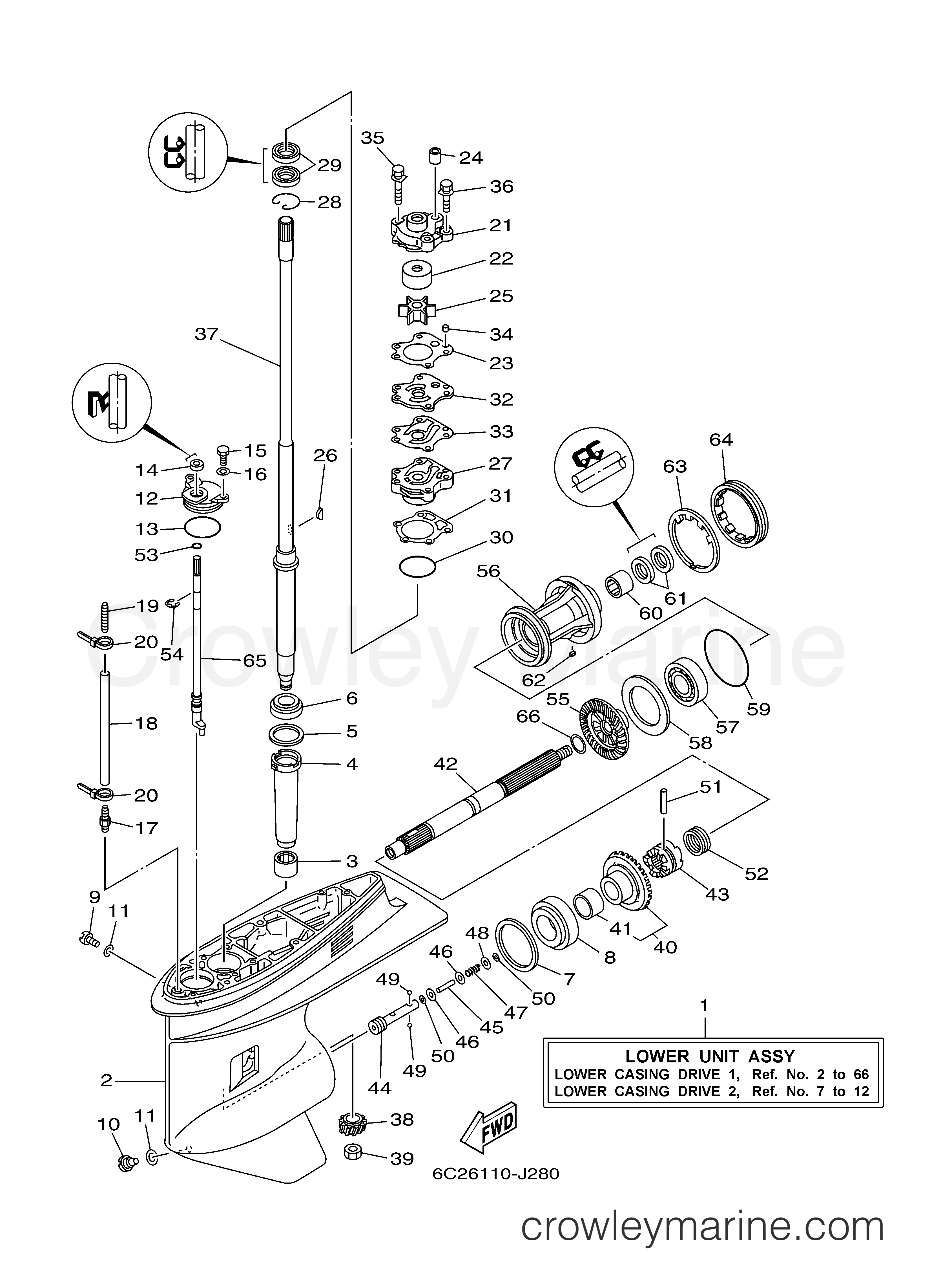 Yamaha Motors T60TLR - LOWER CASING DRIVE 1
