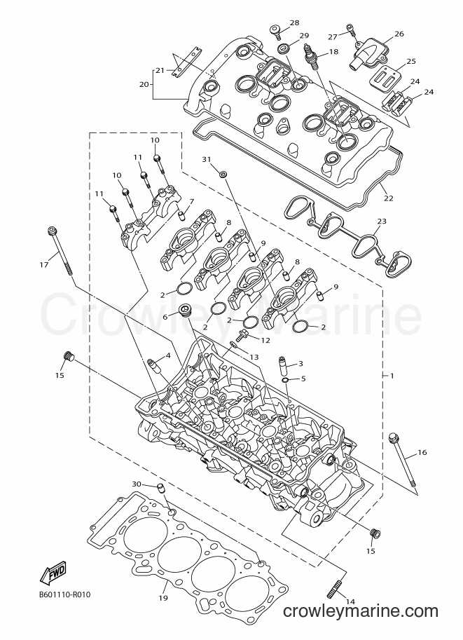 2016 Sport Bike YZF-R1 - YZF-R1 (2CRD) [010] - CYLINDER HEAD