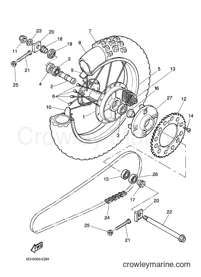 2004 Dirt Bike TT600RE - TT600RE (5CH5) [030] - REAR WHEEL