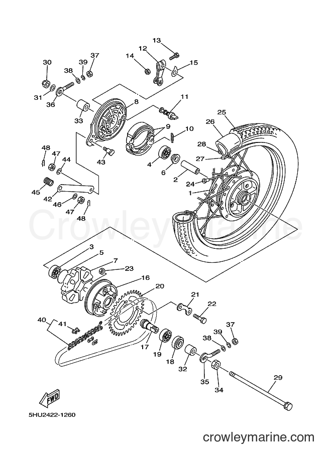 2003 Scooter T105E - T105E (5HU7) [010] - REAR WHEEL