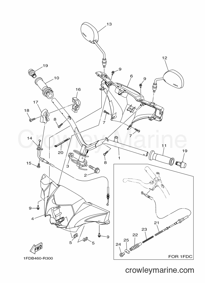 Yamaha Motors T115FLSEC (1FDB) [010] - STEERING HANDLE & CABLE