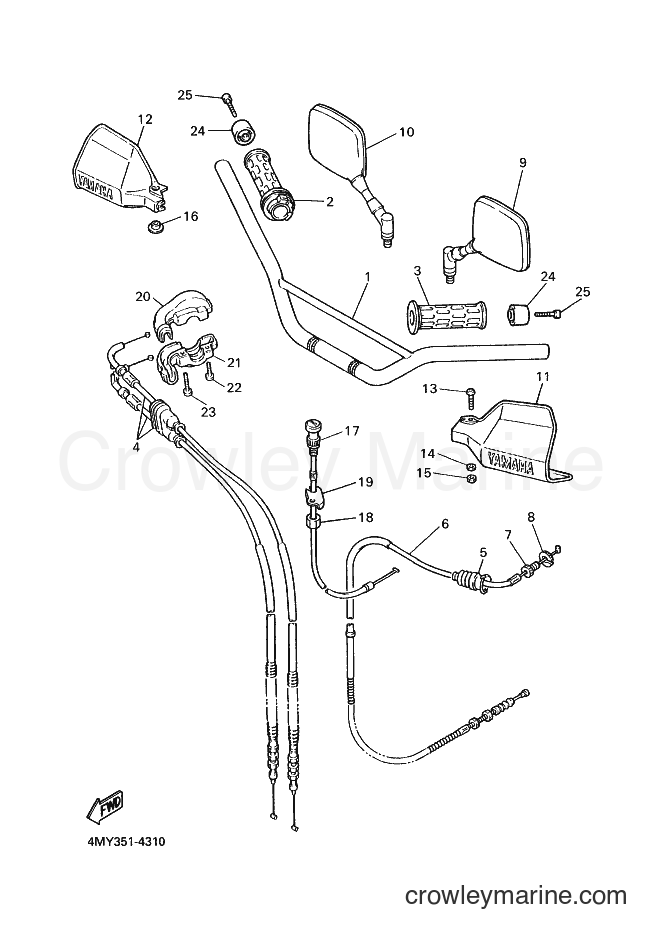 1996 Dirt Bike XTZ660 - XTZ660 (4MY3) [080] - STEERING HANDLE & CABLE