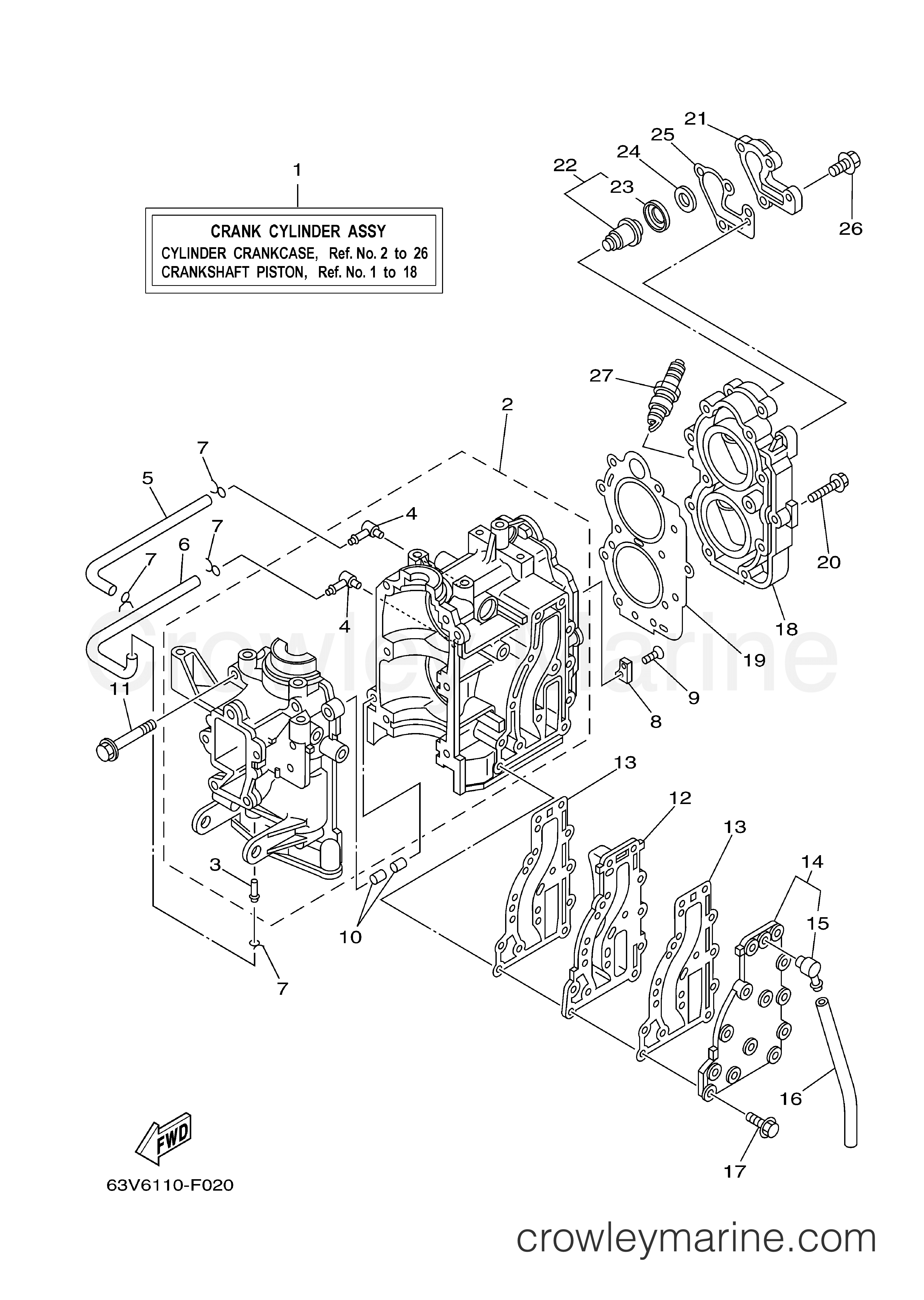 Yamaha Motors 15MSH - CYLINDER CRANKCASE