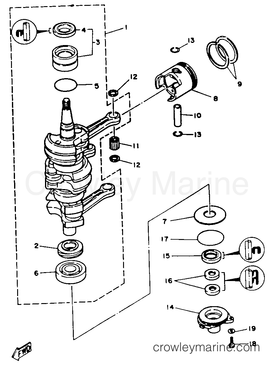 Yamaha Motors 30ESRS - CRANKSHAFT PISTON