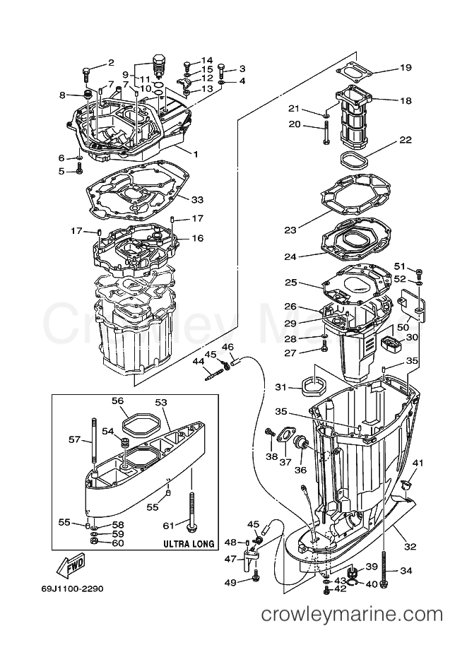 Yamaha Motors F225TXRA (69J1) [03A] - UPPER CASING