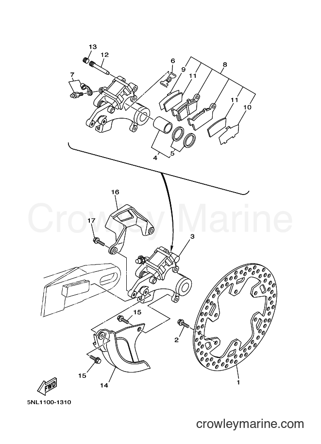 2001 Dirt Bike YZ250F - YZ250F (5NL2) [100] - REAR BRAKE CALIPER