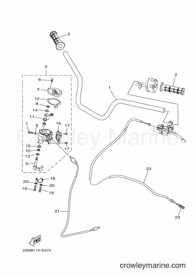 Yamaha Motors YFM700FWBD (2SMD) [010] - STEERING HANDLE & CABLE