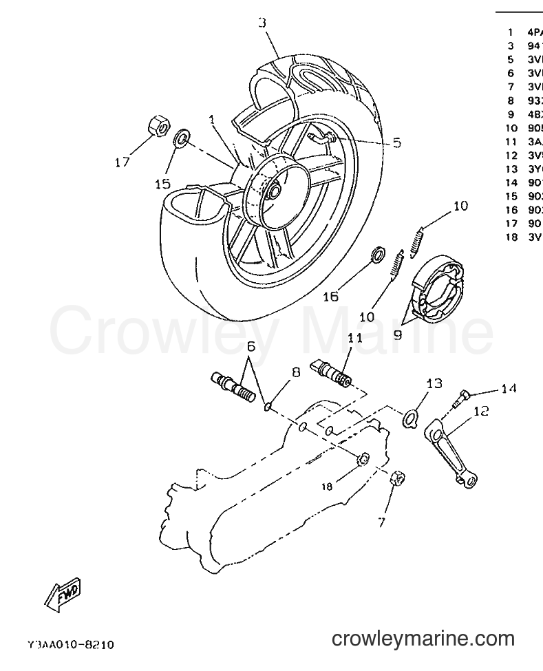 1996 Scooter CW50 - CW50 (4VV5) [999] - REAR WHEEL