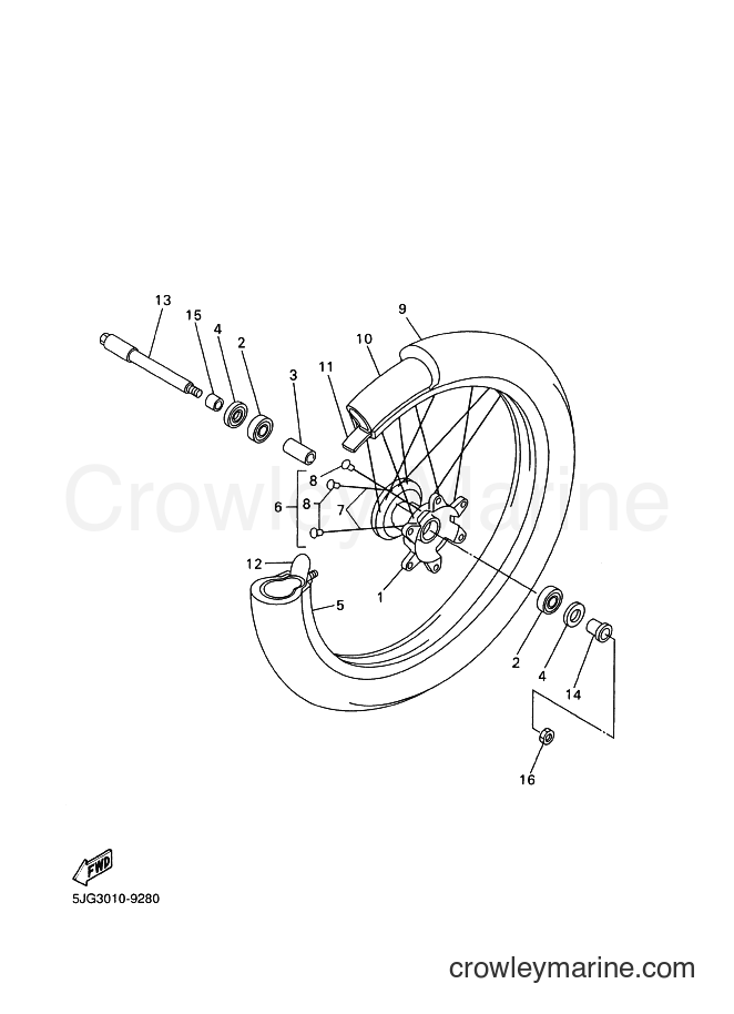 2004 Dirt Bike YZ250F - YZ250F (5XC3) [010] - FRONT WHEEL