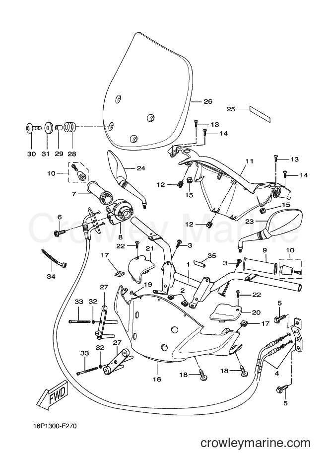 Yamaha Motors VP250 (5B21) [020] - STEERING HANDLE & CABLE