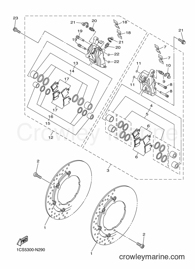 Yamaha Motors XVS1300A (1CS8) [040] - FRONT BRAKE CALIPER