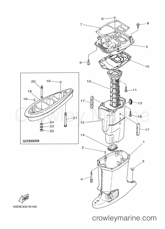 Yamaha Motors E60HMHDL (69DG) [040] - UPPER CASING