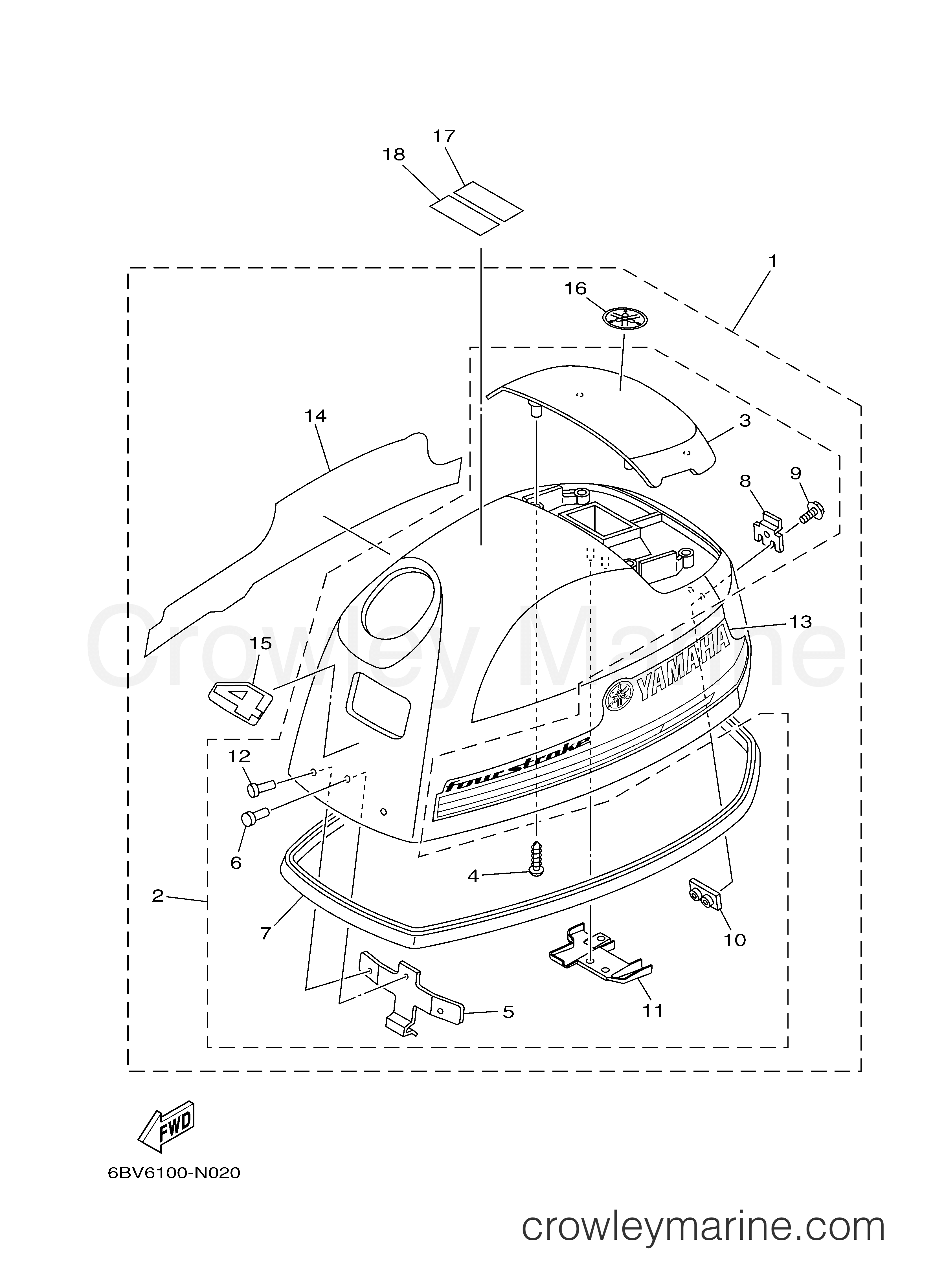Yamaha Motors F4SMHA - TOP COWLING