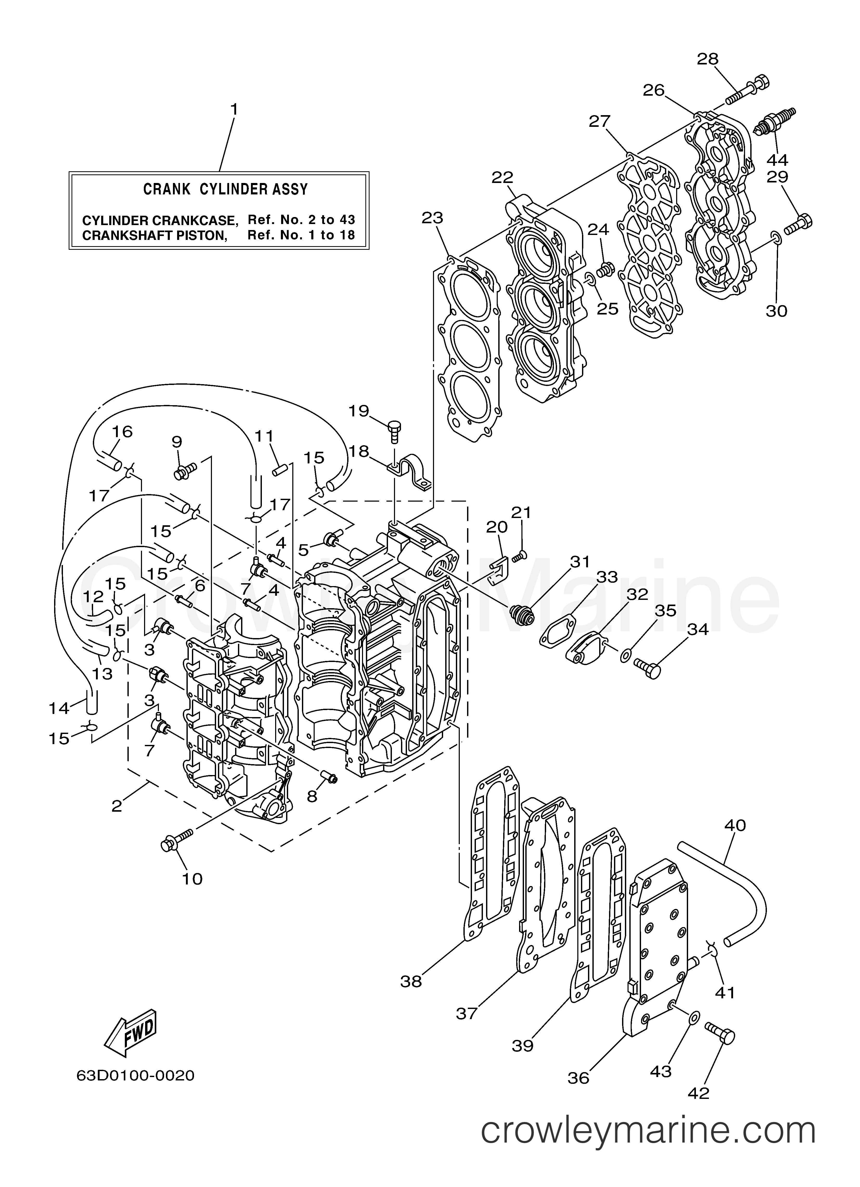 Yamaha Motors 40MLHZ - CYLINDER CRANKCASE