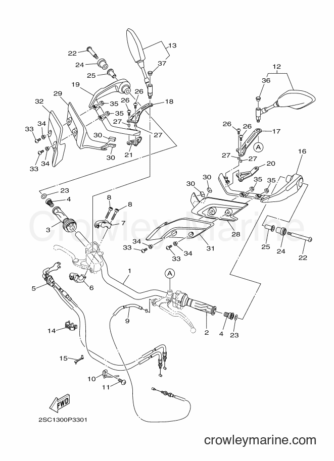 2015 Street Bike MT09TRA - MT09TRA (2SC2) [020] - STEERING HANDLE & CABLE
