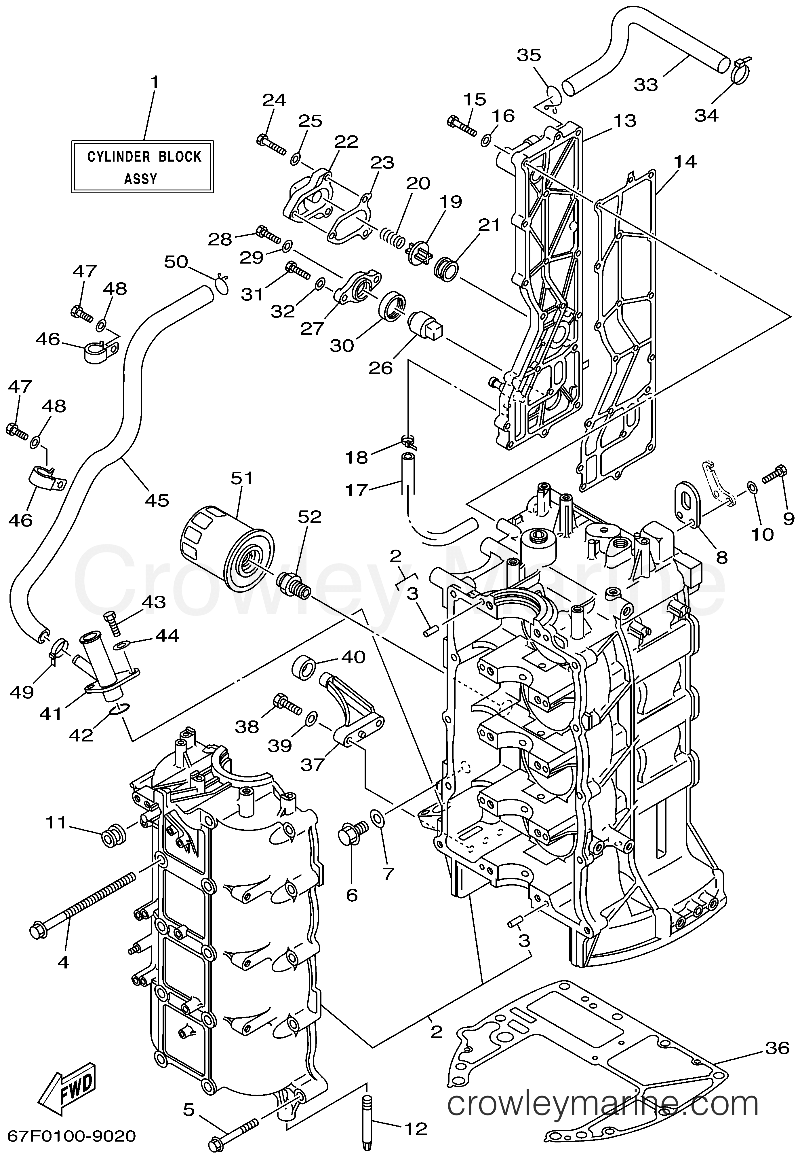 Yamaha Motors F80TLRX - CYLINDER CRANKCASE 1