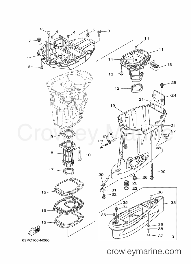 Yamaha Motors F150AET (63PC) [150] - UPPER CASING