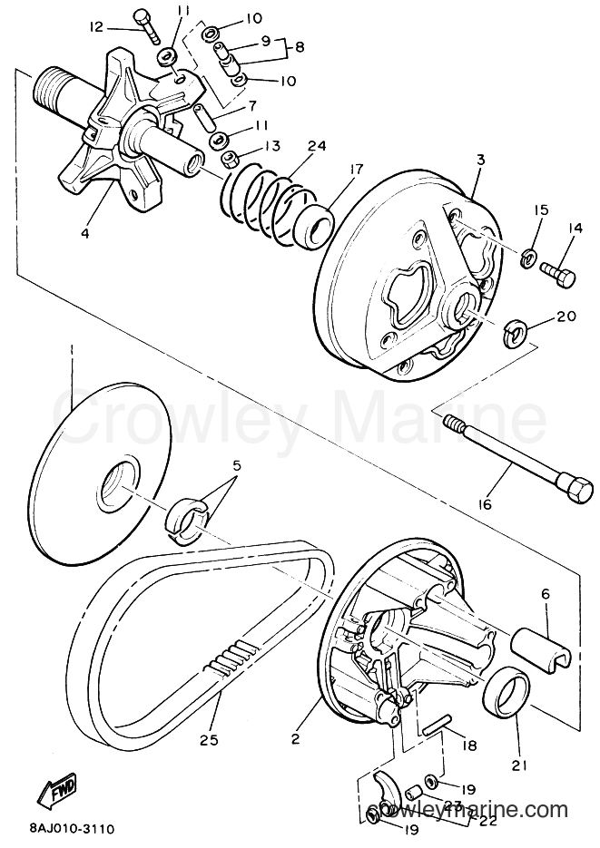 Yamaha Motors CS340E (8BE6) [020] - PRIMARY SHEAVE