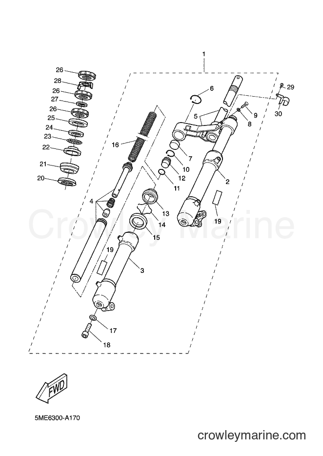 2002 Scooter YQ100 - YQ100 (5ME6) [010] - FRONT FORK