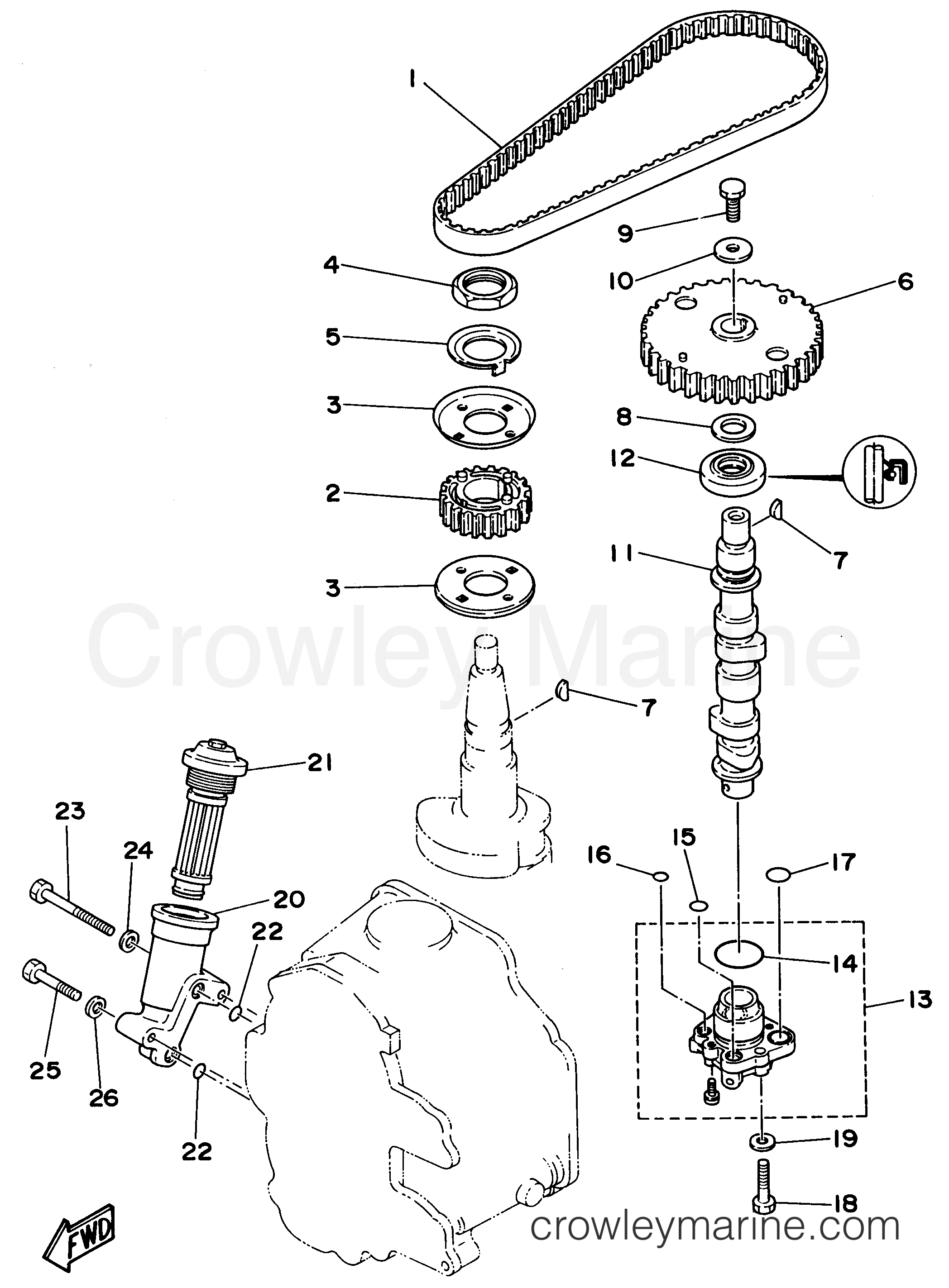 OIL PUMP 1996 Outboard 9.9hp T9.9ELRU Crowley Marine